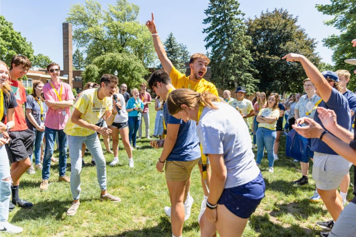 Students celebrate and have a fun time participating in New Student Orientation activities.