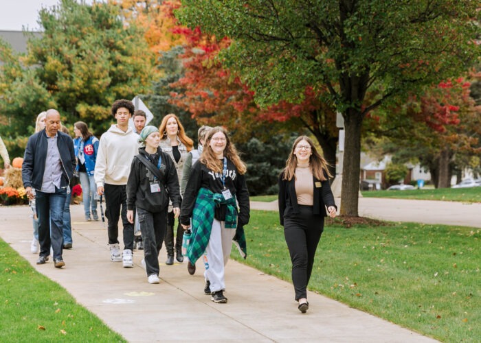 Students on campus tour.